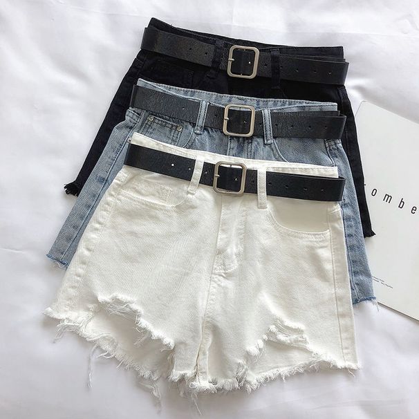 High-Waisted Slimming Ripped Denim Shorts for Women Korean Style Loose Fitting Wide Leg A-Line Hot Pants Perfect for Summer 2020_mkmklike.com