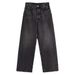 Trendy Distressed High-Waisted Wide Leg Jeans For Women – Comfortable Stretch Denim, Streetwear & Casual Style (Black/White/Gray/Navy/Light Blue)_mkmklike.com