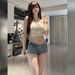 Women's Low Rise Denim Shorts American Style Hot Girl Fashionable Simple Rolled up Casual Tight Hot Pants Versatile Comfortable_mkmklike.com
