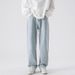 Men's American Vintage Streetwear Jeans – Relaxed Straight & Wide Leg (28-36, Black/Blue/Light Blue, Mid-Rise Stretch Denim For Spring/Fall)_mkmklike.com