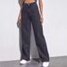 Korean Chic Autumn And Winter Niche Style High-waisted Buttoned Versatile Slimming Frayed Wide-leg Pants Straight-leg_mkmklike.com