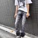 Vintage High Street Denim Jeans, Unisex Washed Wide-Leg Trousers With Distressed Details, Retro Stretch Slim Fit For Men & Women_mkmklike.com