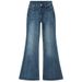 Retro Blue Stretchy Sweet And Spicy High-Waisted Flared Jeans For Women, New Early Autumn Style, Non-Tight-Fitting,_mkmklike.com