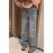 American-style High Street Embroidered Jeans For Women, 2025 And Autumn New Collection, Loose Wide-leg Straight_mkmklike.com