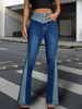 High Waist Slim Fit Jeans For Women Casual Fashion Spring Summer New Trend Splicing Contrasting Colors Office Lady Jeans_mkmklike.com