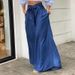 Women's Clothing Elegant Lace Up High Waist Wide Leg Pants Casual Denim Trousers_mkmklike.com