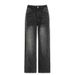 Women's Straight Jeans Street Style Basic Washed Gradient Color Glitter Hot Diamond Wide Leg Slimming Fit Denim_mkmklike.com