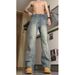 Vintage Blue Curved Hem Jeans For Men, Autumn And Winter Fleece-lined Vintage Pants, American High Street Style,_mkmklike.com