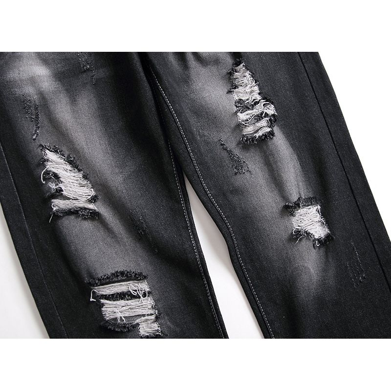 Suitable For All Seasons Autumn Winter New Black For Men Plus Size Men's Ripped Jeans Trendy_mkmklike.com