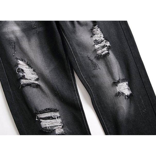 Suitable For All Seasons Autumn Winter New Black For Men Plus Size Men's Ripped Jeans Trendy_mkmklike.com