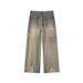 Beggar Ripped Jeans Men's Straight Loose Wide Legs American High Street Pants Trendy Brand Ruffian Handsome Fried Street Retro Trousers_mkmklike.com