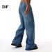 EF JEANS | 2024 New High Street Retro Old Wide Leg Pants Mopping Jeans Tide Straight Loose Dark Blue_mkmklike.com