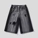 Men's Washed Distressed Cropped Denim Shorts Loose Wide Leg Pants Summer Style American Street Retro Design_mkmklike.com