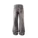 Men's Clothing Cleanfit Gray Raw Edge Tassel Jeans Vintage Cement Gray Trousers Jeans_mkmklike.com