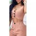 Women's clothing solid color short vest vest drape high waist wide leg pants suit_mkmklike.com