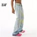 EF JEANS | 2024 New Product, Hip-hop Street Trend Painting Contrasting Colors Slightly Washed Jeans Tide_mkmklike.com
