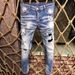Men's Distressed Patchwork Denim Jeans – High Street Fashion Straight-Leg Pants With Artisan Repairs (S-XXXL) – Vintage Washed & Stretch Comfort_mkmklike.com