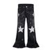 Vintage Ripped Hot Diamond Star Jeans Men's Teen Hip Hop Rock Old Flared Pants_mkmklike.com