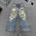 Men's Clothing Ripped Jeans Youth Retro Trend Loose Straight Long Pants_mkmklike.com