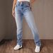 Women's Clothing Women's Mid-Rise Straight Leg Jeans - Double Button Classic Denim Pants_mkmklike.com