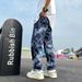 Men's Clothing Checkerboard jeans men's four seasons mosaic straight pants loose casual trousers high street trousers_mkmklike.com