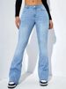 High-Waisted Flare Jeans For Women – Stretchy Bootcut Trousers With Vintage Buttons (S-3XL, Polyester Denim-Like, Office-to-Weekend Pants)_mkmklike.com