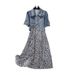 Chicco Chicco Early Autumn New French Style Casual Denim Jacket With Strap Floral Chiffon Skirt Elegant Gentle Age-Reducing Set Dress_mkmklike.com