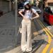 Wholesale White Low-waist Flared Jeans With Round Pocket Design For Women, Spring/summer Slim-fit Stretch Straight-leg_mkmklike.com