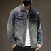 Large Size Jacket Men's American Lapel Trendy Brand Jacket Men's Plus Size Embroidered Retro Washed Denim Jacket_mkmklike.com