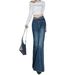 Women's Rhinestone Flared Jeans With A Stylish Design, Slimming, Casual, Versatile, Stretchy, Floor-length Pants_mkmklike.com