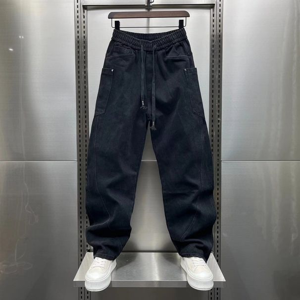 Men's Retro Washed Jeans Casual Loose Fit Straight Leg Distressed Mid Waist Long Pants_mkmklike.com