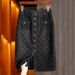 Women's Clothing Love jacquard fashionable denim skirt for women spring and summer new casual versatile design slit hip skirt_mkmklike.com
