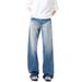 Men's & Women's Classic Cleanfit Blue Washed Denim Jeans – Relaxed Straight Leg, Comfortable Cotton, Versatile For Casual Wear_mkmklike.com