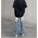 Nordmann American High Street Vibe Style Wahed Light Blue Ripped Jean Men' Straight Leg Slightly Flared Cleanfit Slimming_mkmklike.com