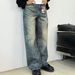 Men’s Vintage Washed Distressed Baggy Jeans – Straight Leg, Clean Fit, Retro Streetwear_mkmklike.com