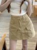K Retro Workwear Denim Skirt For Women, High Waist, Loose Fit, Slimming A-line Skirt, Spicy Girl Short Skirt_mkmklike.com
