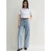 Women's High Waist Straight Leg Wide Leg Jeans - Comfortable Cotton Casual Trousers For Office & Daily Wear_mkmklike.com