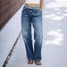 Women's Clothing Vintage Patchwork Jeans – Straight-Leg Denim With Contrast Panels For Retro & Casual Outfits_mkmklike.com