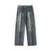 Men's Wide Leg Straight Jeans - Relaxed Fit High Street Denim Pants For Casual & Workwear (Retro Blue, Black, Teal)_mkmklike.com
