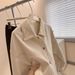 Women's Clothing Denim Jacket Versatile Slim Loose Beige Denim Jacket With Contrast Stitching - Oversized Casual Cropped Coat For Spring & Autumn_mkmklike.com