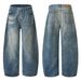 Vintage Washed Loose Fit Banana Jeans Men's Curved Hem American Streetwear Retro Denim Trousers with Relaxed Silhouette_mkmklike.com