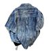 Vintage Blue Denim Shirt Jacket – Summer Lightweight Distressed Tie-Dye Design With Shoulder Pads & Short Sleeve T-Shirt Style_mkmklike.com