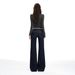 Orange Silk Women's Clothing#Dark Blue Low-waist Flared Jeans, New Autumn And Winter Style, Double-button Design,_mkmklike.com
