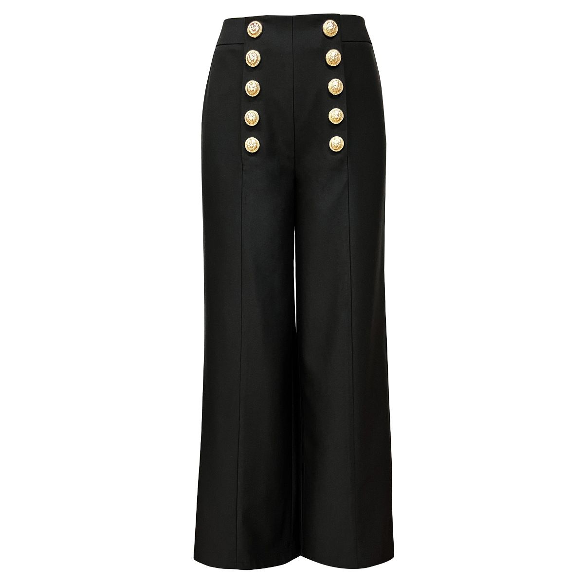 Women's clothing spring new style fashion double-breasted rivet concealed button straight pants versatile slim women's trousers casual_mkmklike.com