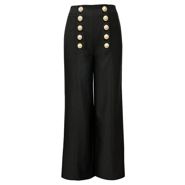 Women's clothing spring new style fashion double-breasted rivet concealed button straight pants versatile slim women's trousers casual_mkmklike.com
