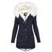 Women's Clothing Women's Autumn And Winter Mid Length Windbreaker White Fur Collar Hooded Warm Plus Velvet Women's Coat_mkmklike.com
