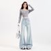 High Waist Stretchy Flare Jeans For Women - Slim Fit Bootcut Pants With Comfortable Elastic Fabric & Vintage Wash (Light Blue/Retro Blue, XS-2XL)_mkmklike.com