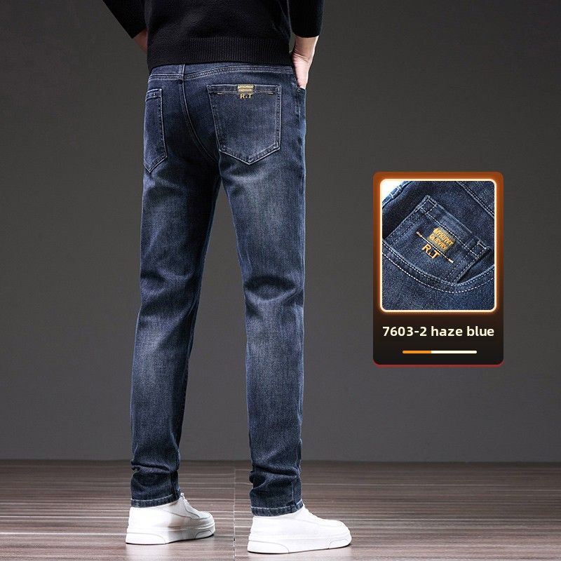 Jeans Men's Loose Elastic Casual Pants Washed Straight Pants_mkmklike.com