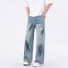 Men's Clothing Jeans Men's Summer Tall And Thin Teenager Pants Straight Loose Wide Leg Flared Pants_mkmklike.com