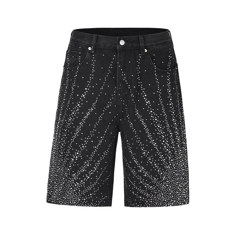 Men's Clothing European And American High Street Foreign Trade Best Selling Ins Feng Shui Washed Diamond Denim Cropped Pants Shorts Jeans_mkmklike.com